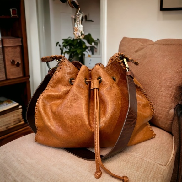 Sundance Handbags - Sundance Whipstitched Leather Shoulder/Crossbody in Cognac. Barely used!!